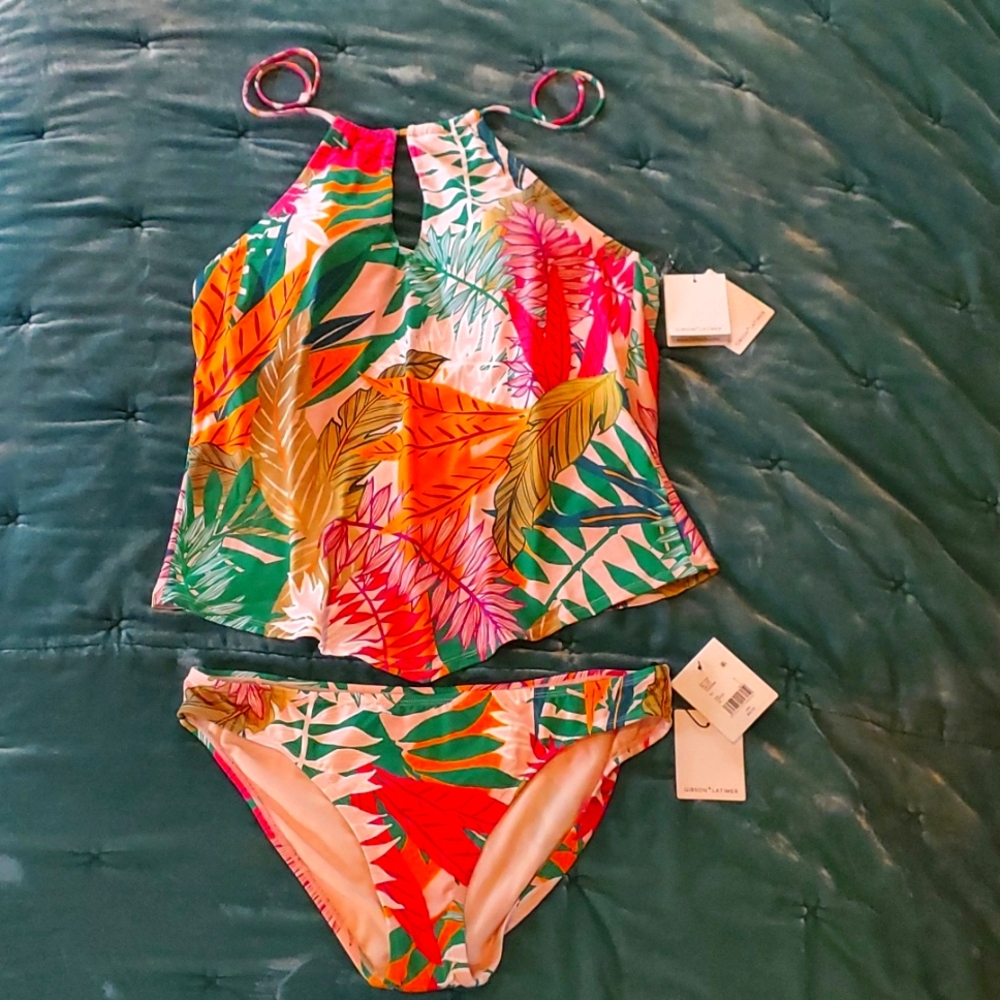 Gibson Latimer tankini swim set NWT XL top, L bottom.